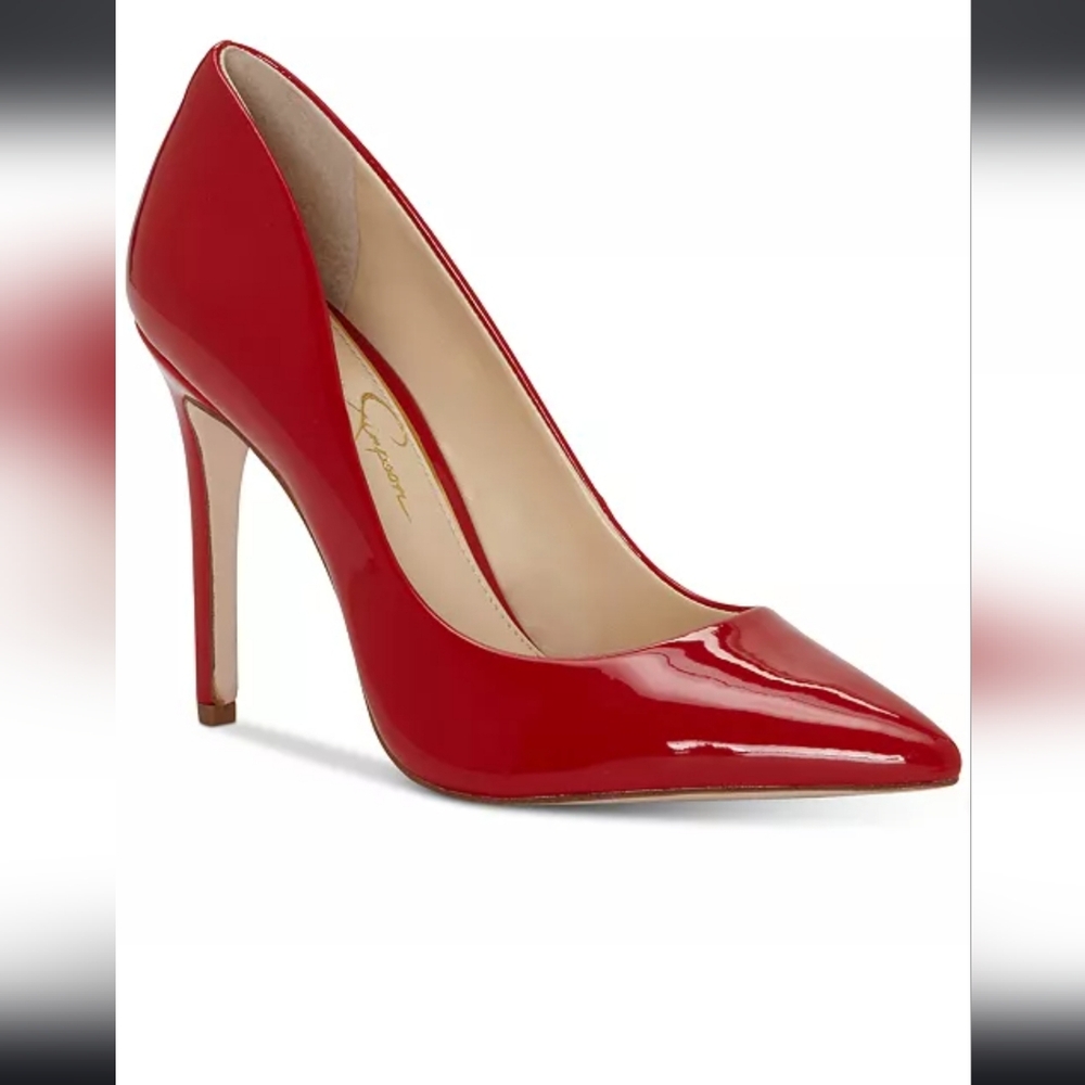 Jessica Simpson Cassani Pointed-Toe High Heel Pumps In Red Muze Patent Size 5.5